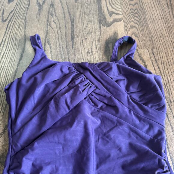 Lands End Womens Purple One Piece Underwire Slimming Swim Suit Size 14 DDD - Picture 3 of 9